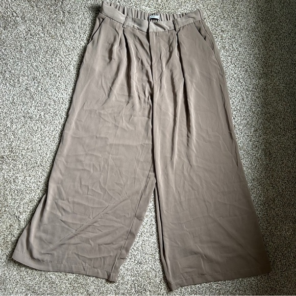 NWT Tranjori Mocha Tan High Waist Wide-Leg Pants Trousers Office Neutral Casual - Picture 2 of 13